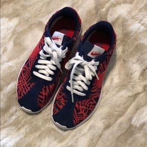 Nike sneakers red, white, and blue